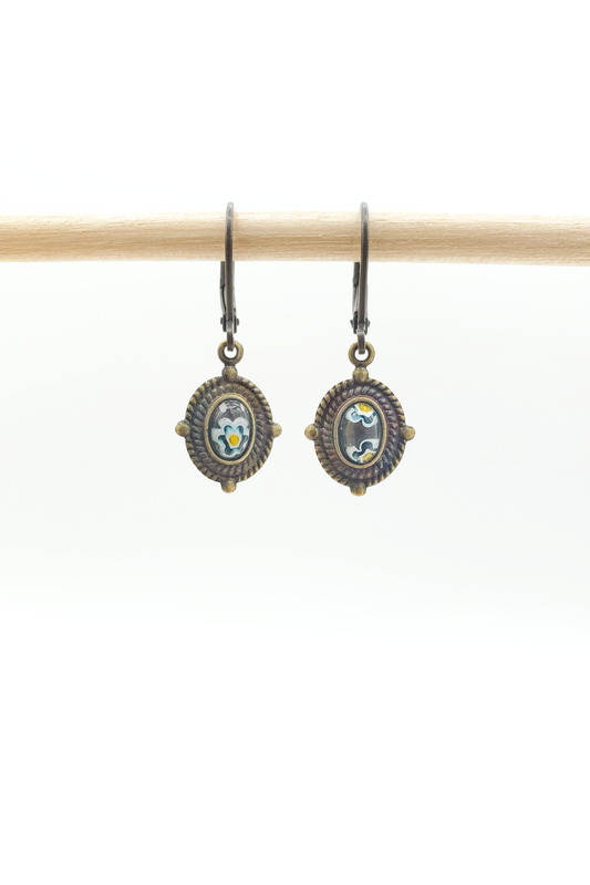 Little Millefiori Patina Earrings - Daisy