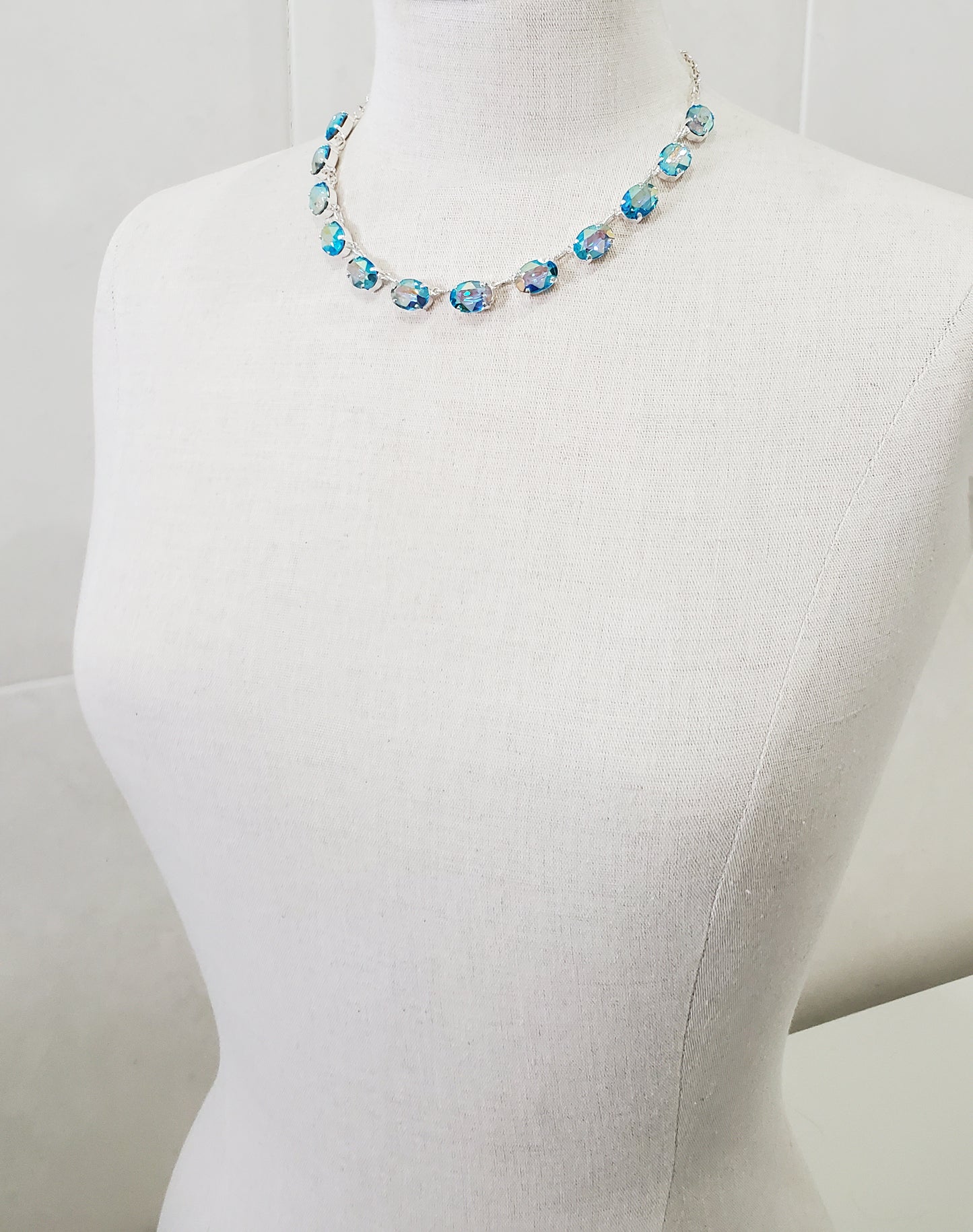 Aqua Aurora Crystal Collet Necklace