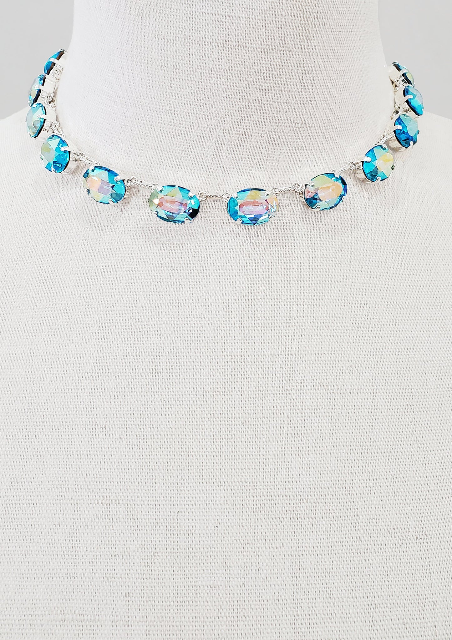 Aqua Aurora Crystal Collet Necklace