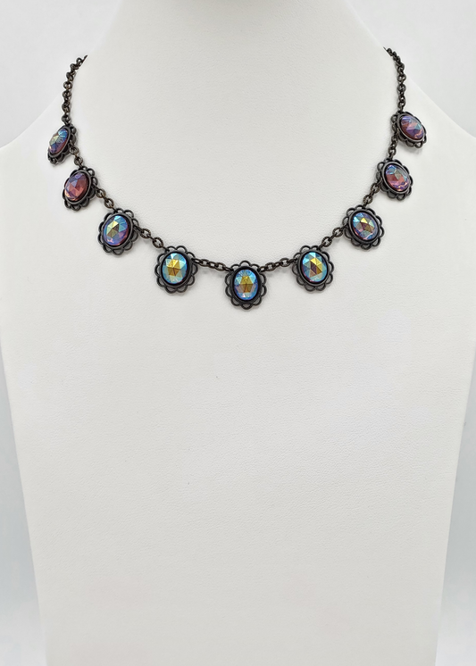 Topaz Aurora and Black Brass Necklace
