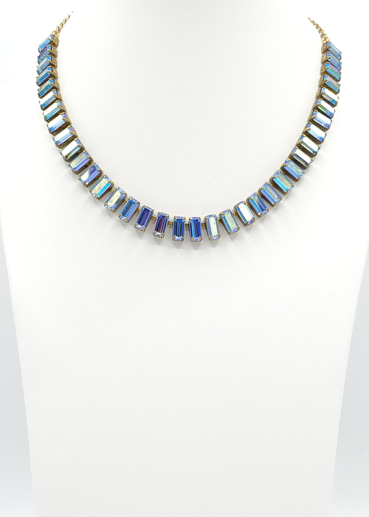 Light Sapphire Aurora Baguette Necklace