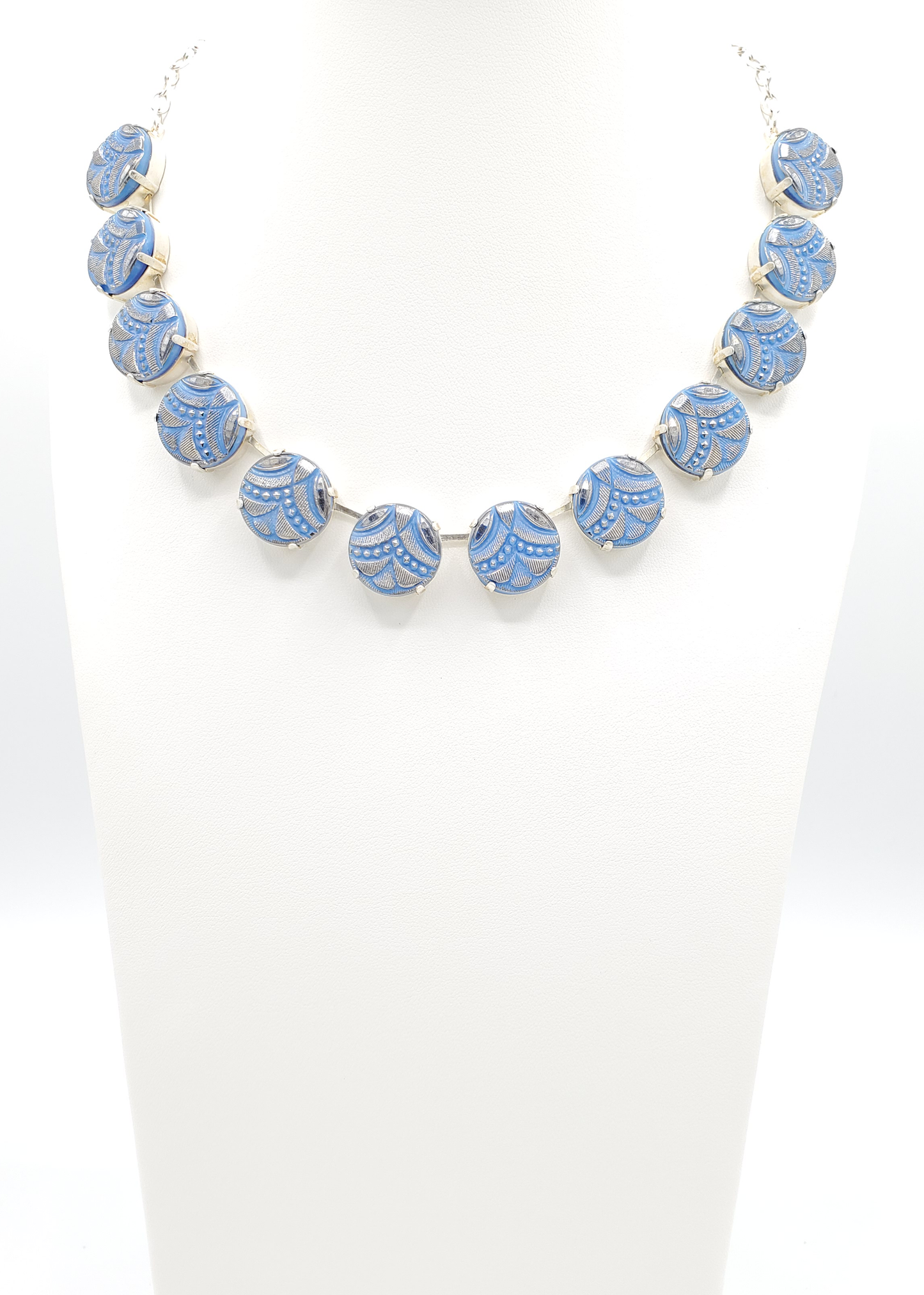 Cornflower Blue & Silver Garlands Necklace