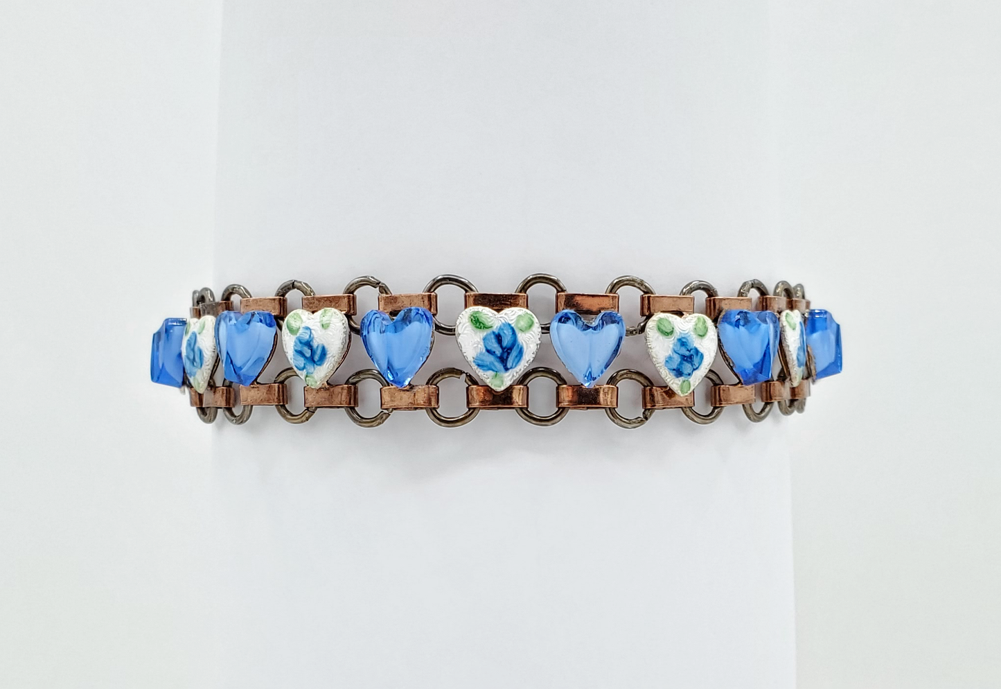 Blue Hearts and Guilloche Bracelet