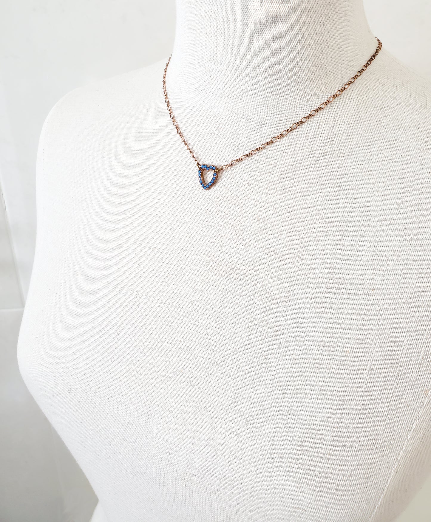 Blue Opal Heart Charm Necklace