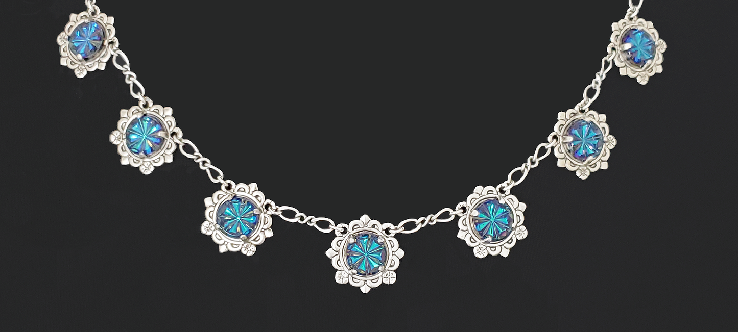 Starburst Heliotrope Antique Silver Necklace