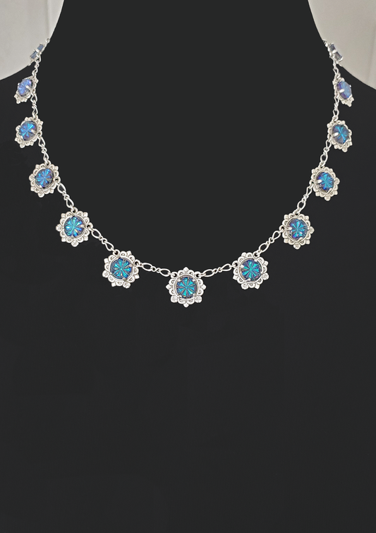 Starburst Heliotrope Antique Silver Necklace
