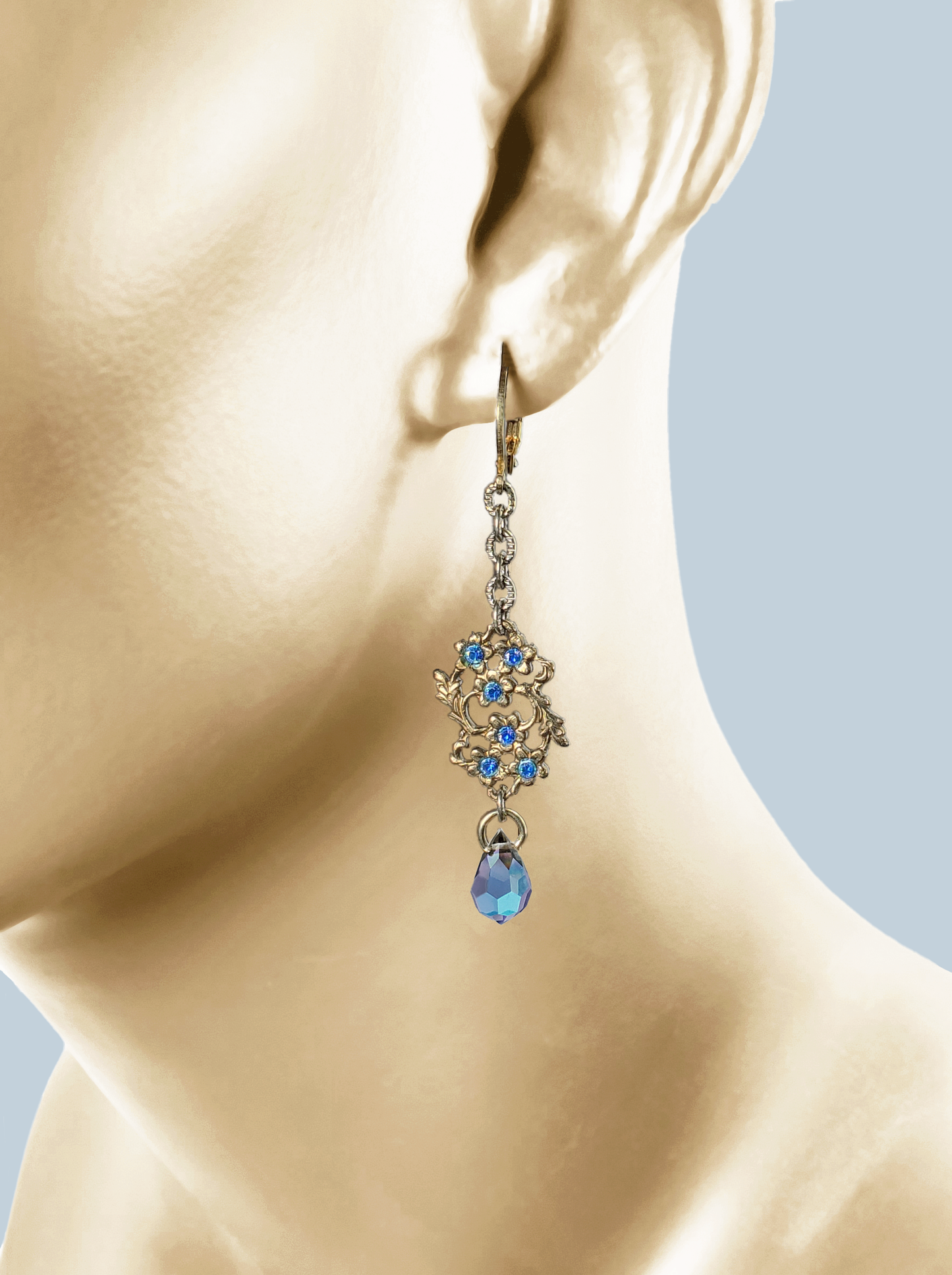 Blue Lace Drop Earrings