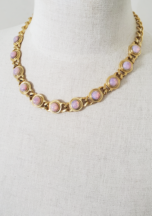 Gold Chunky Harlequin Opal Necklace