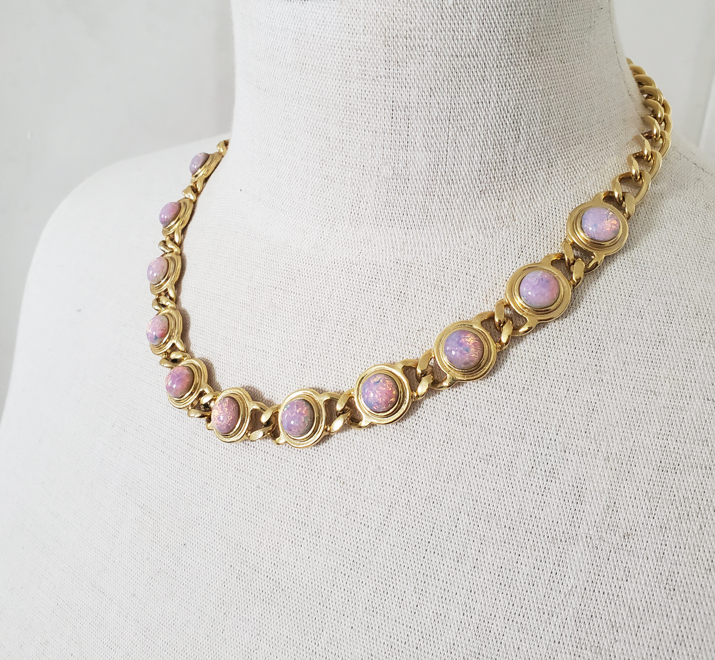 Gold Chunky Harlequin Opal Necklace