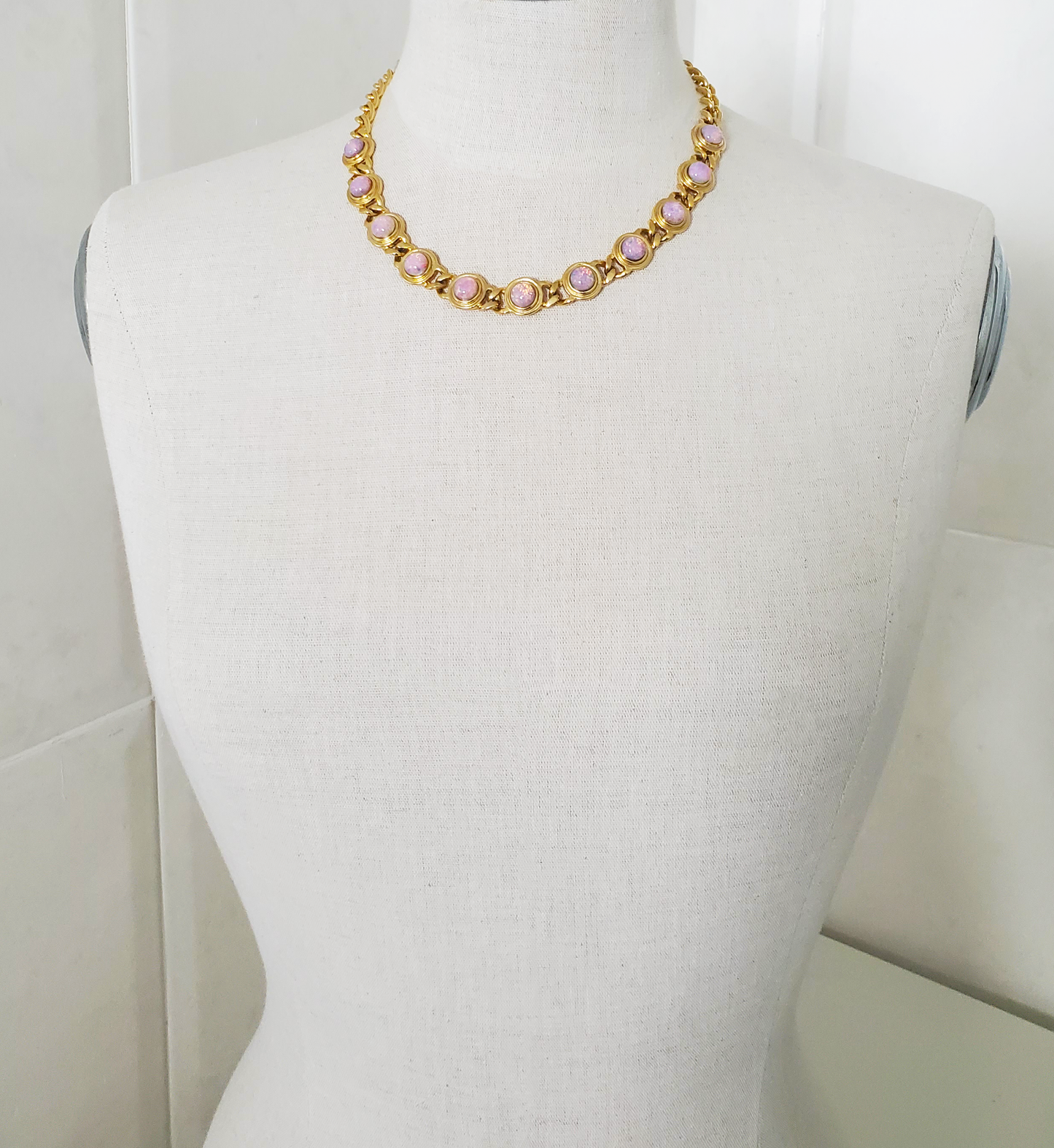 Gold Chunky Harlequin Opal Necklace