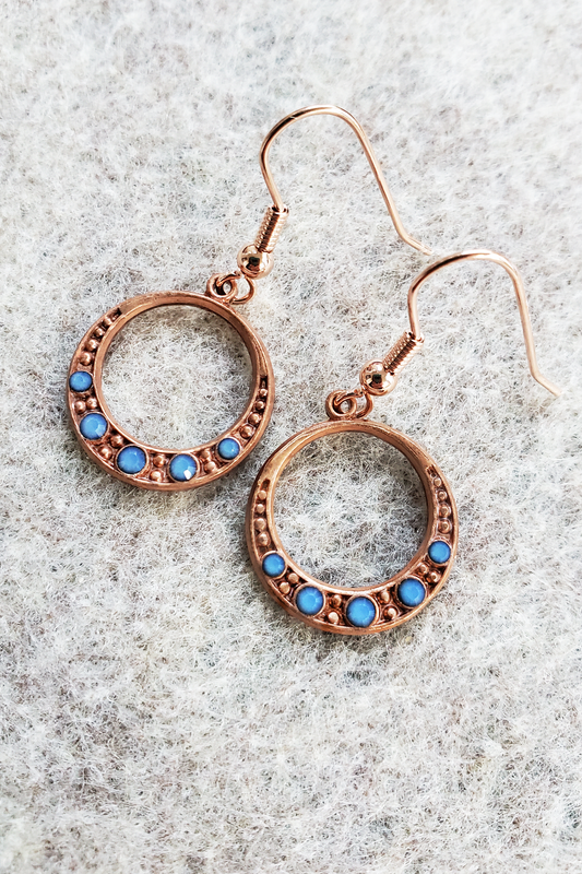 Blue Opal Hoop Earrings