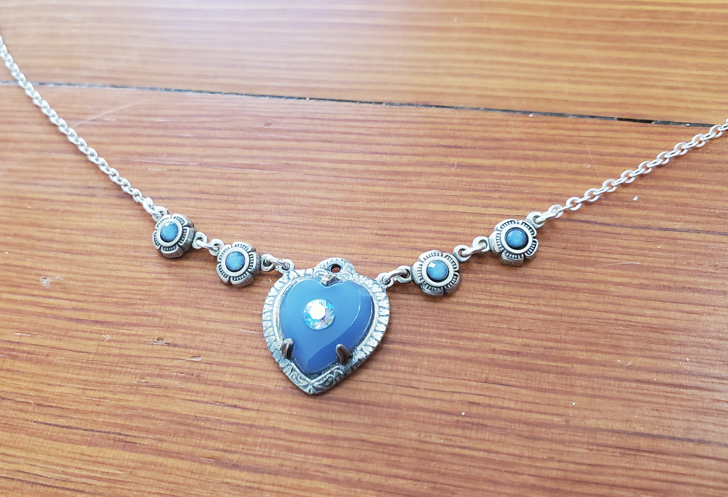 Cornflower Blue Heart Necklace