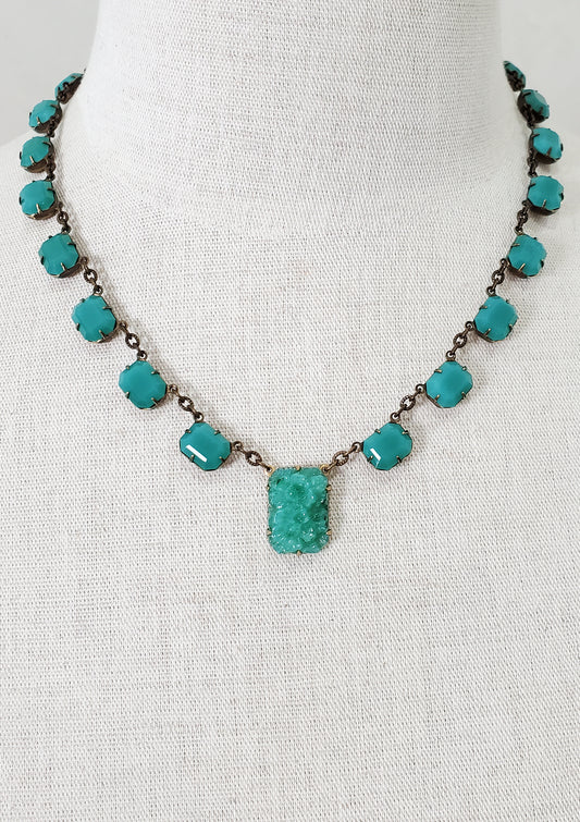 Chrysoprase Green Crystal Necklace