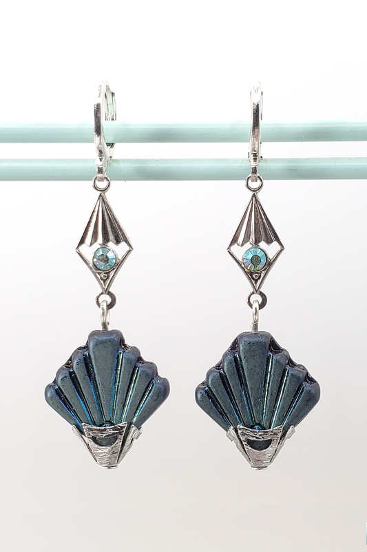 Deco Green Iris Earrings