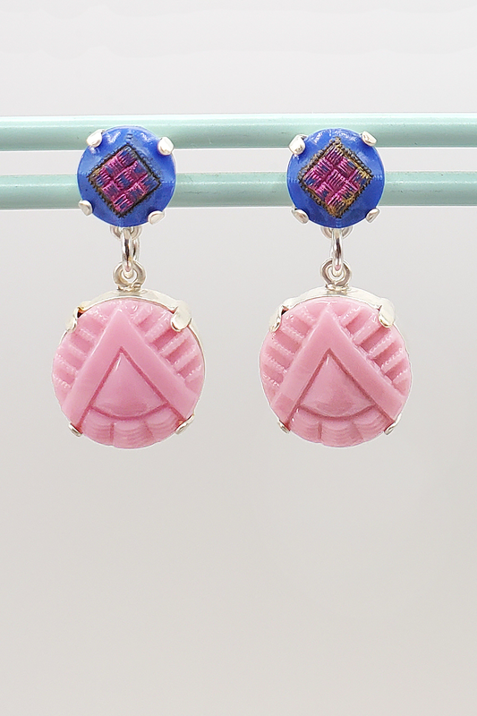 Deco Pink and Blue Earrings