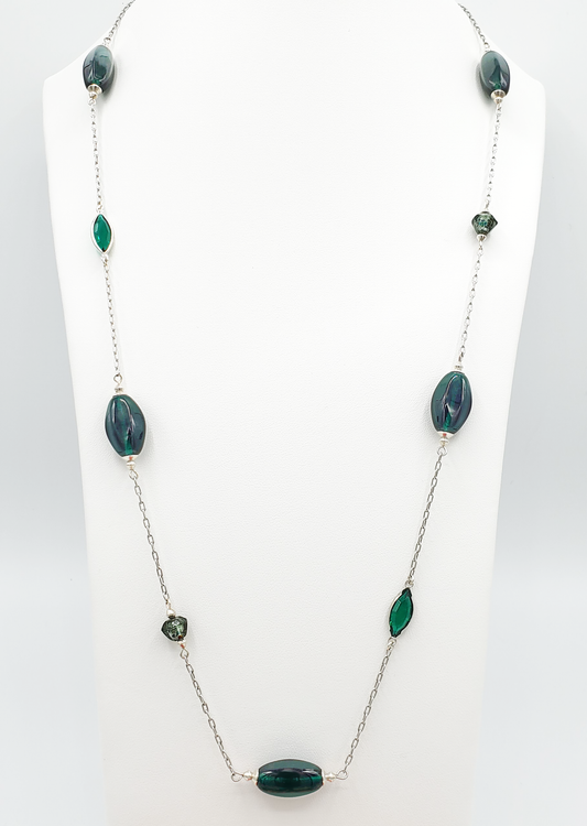 Dark Emerald Station Necklace