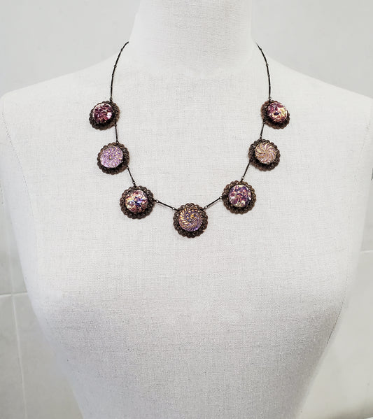 Amethyst, Topaz, and Gold Patina Necklace