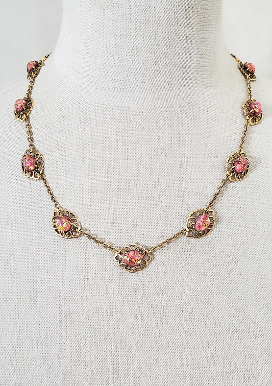 Peach Fire Opal Necklace