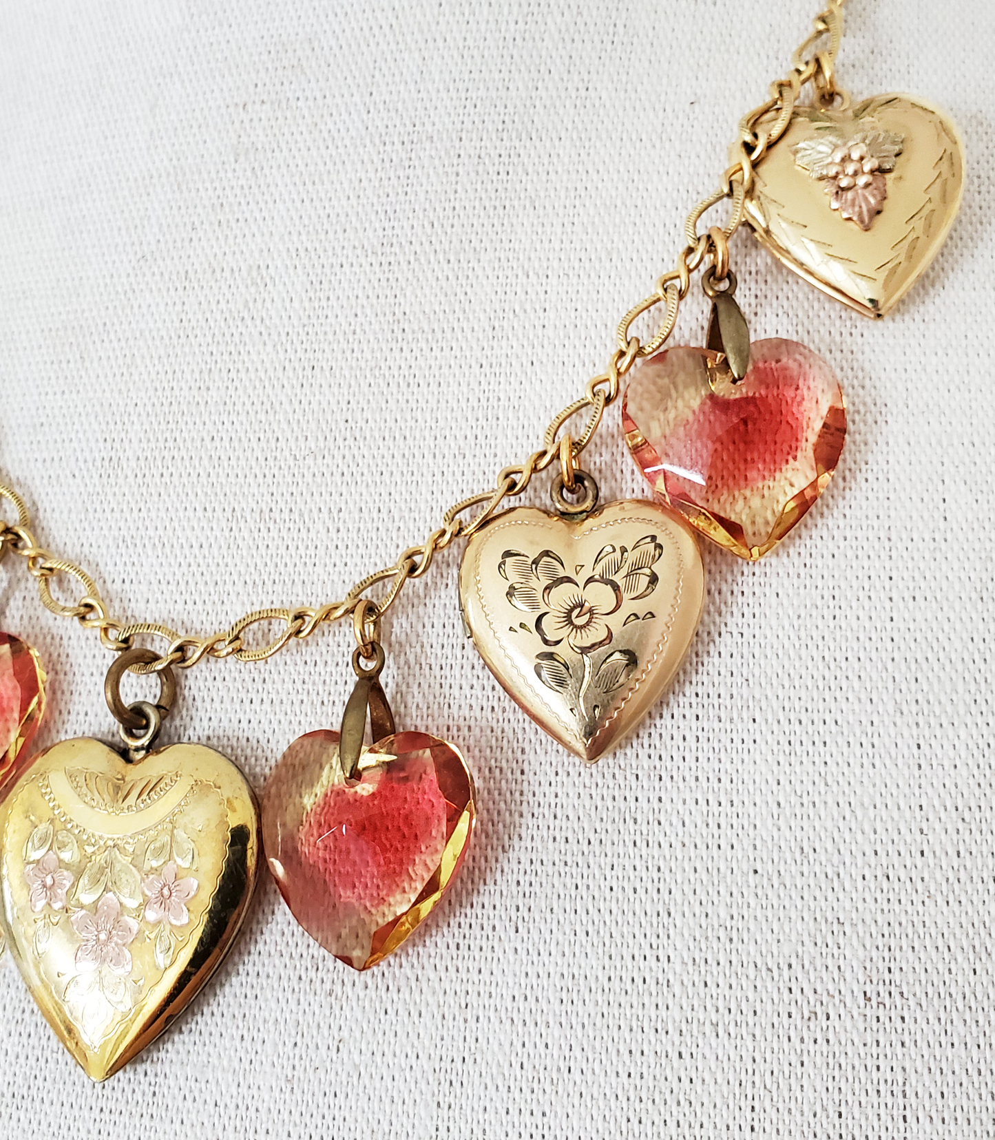 Five Gold Filled Lockets - Collection Necklace
