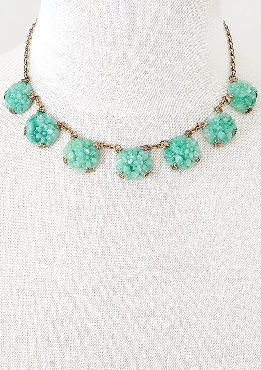 Jade Green Cabochon Bib Necklace