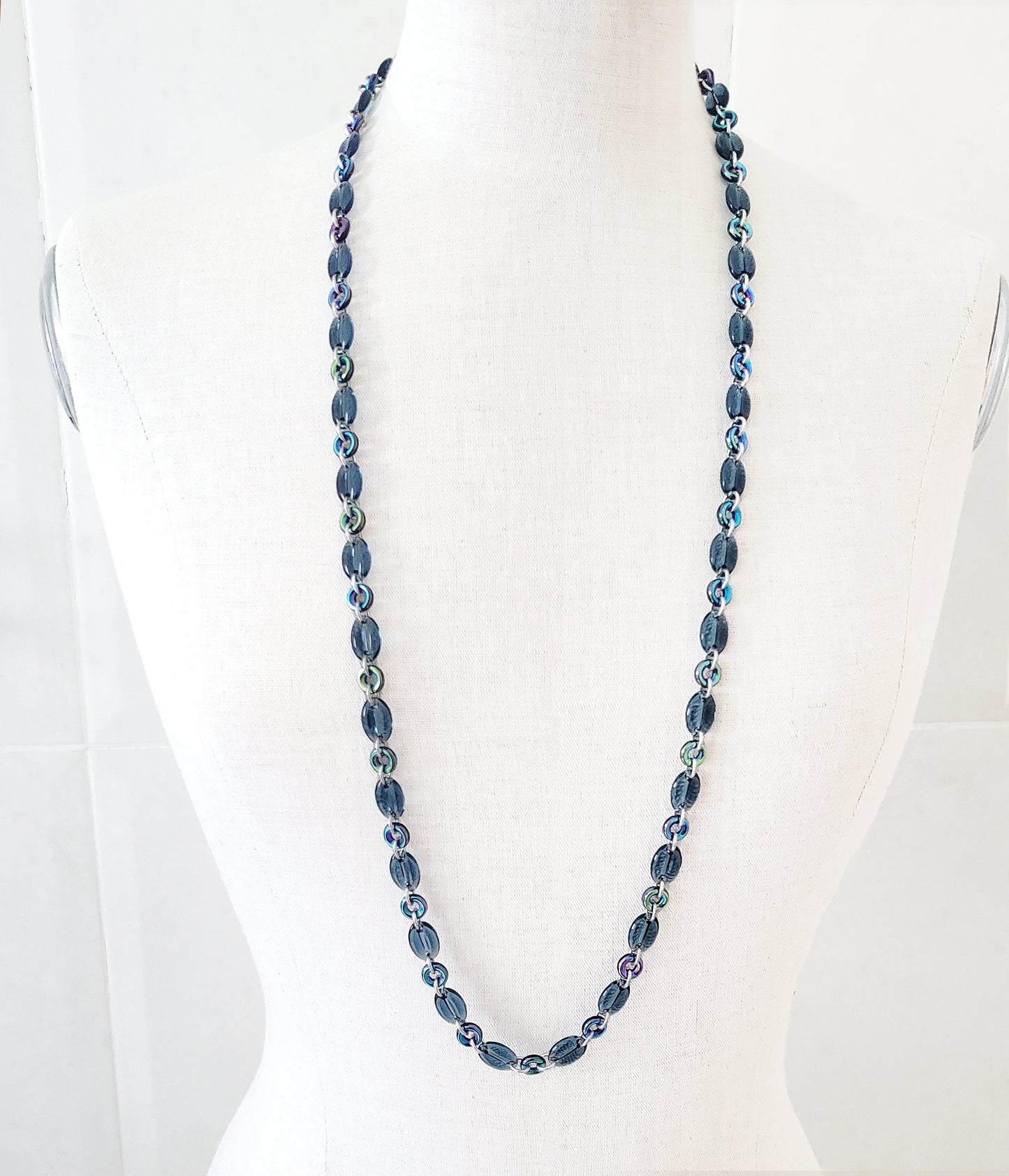 Coffee Beans and Donuts Necklace - Montana Blue and Iris