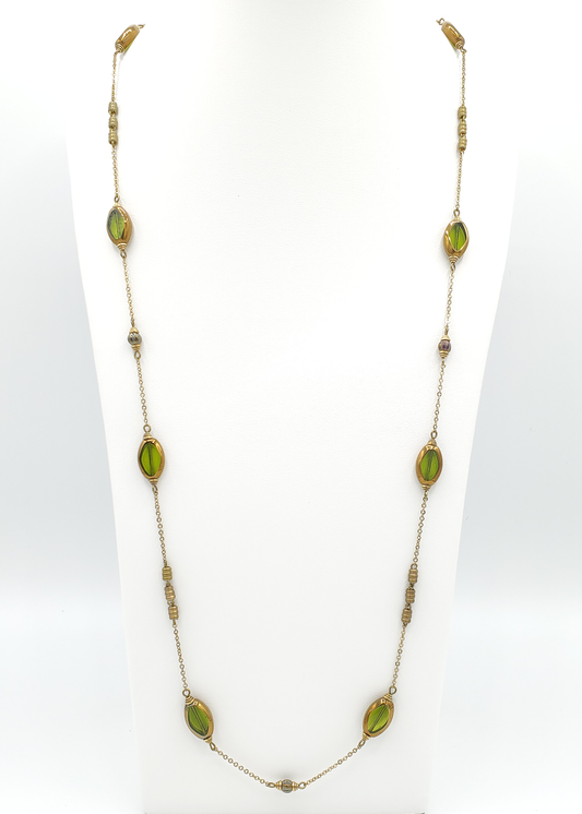 Gilded Olive Navette Station Necklace