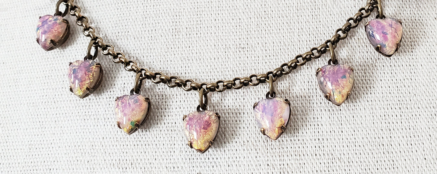 Czech Fire Opal Heart Necklace
