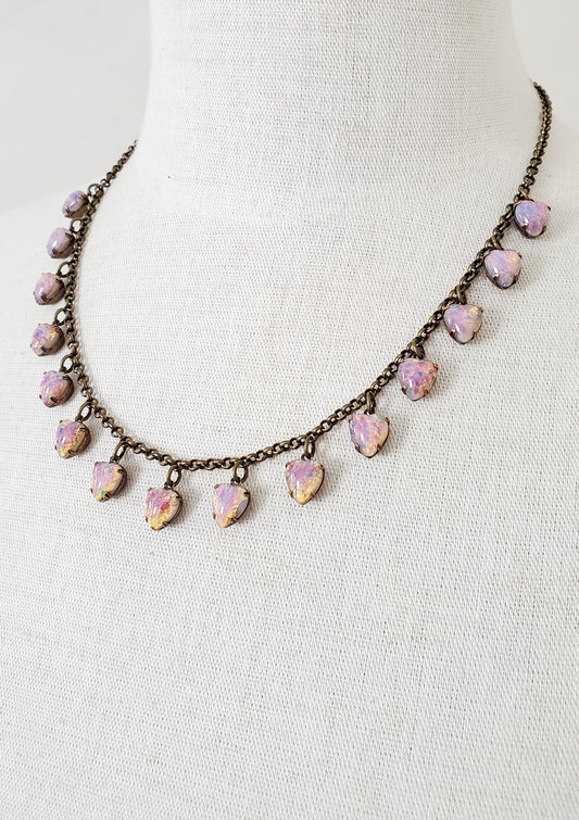 Czech Fire Opal Heart Necklace