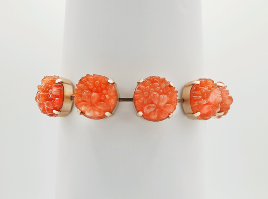 Carnelian Orange Floral Bracelet