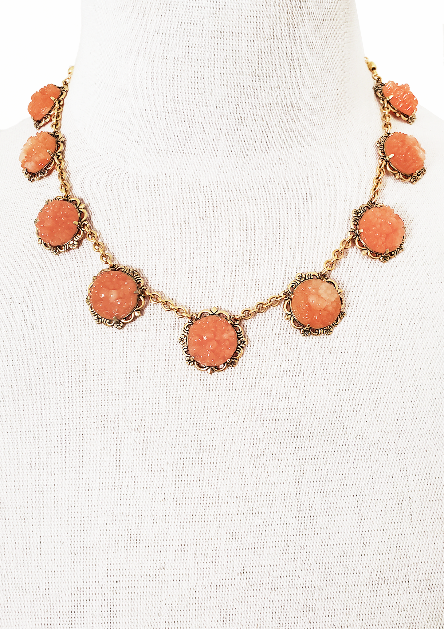 Orange Floral Japanese Cabochon Necklace