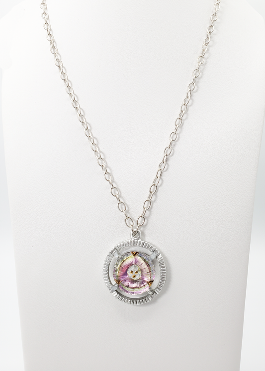 Silver Vitrail Pansy Pendant