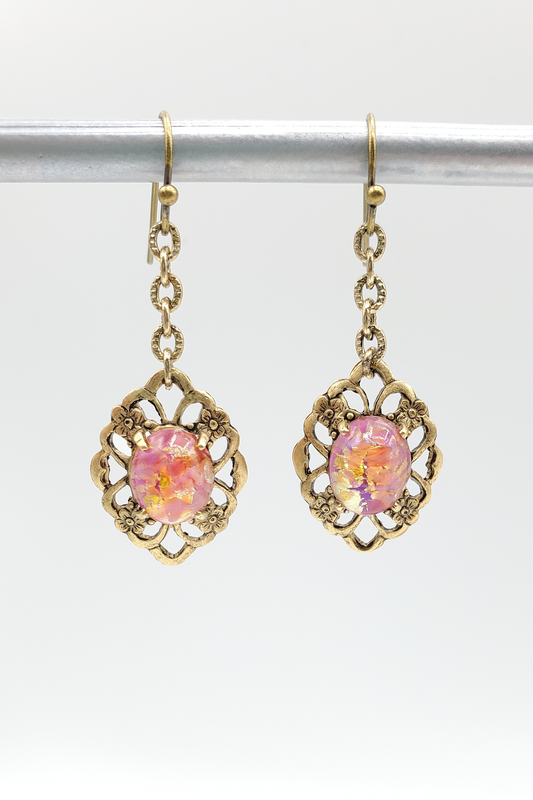 Peach Fire Opal Earrings