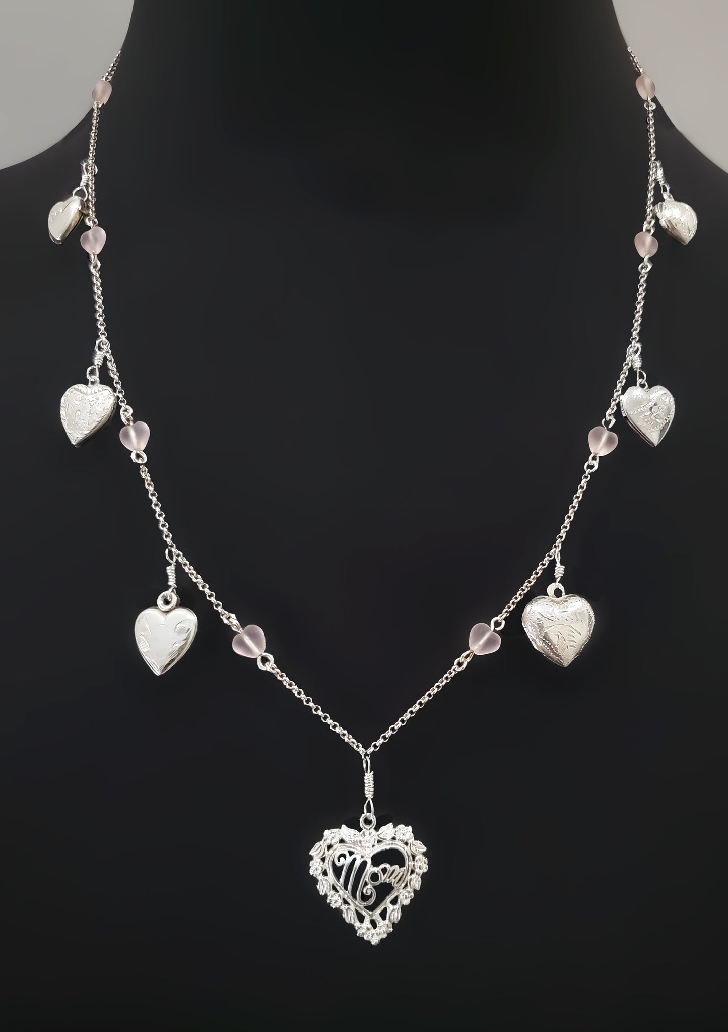 Sterling Silver Mom Heart/Locket Collection Necklace