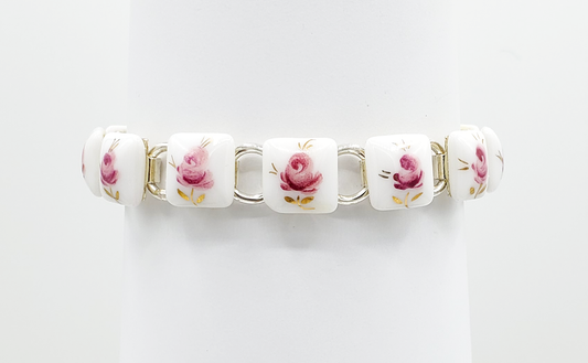 Roses on White Bracelet