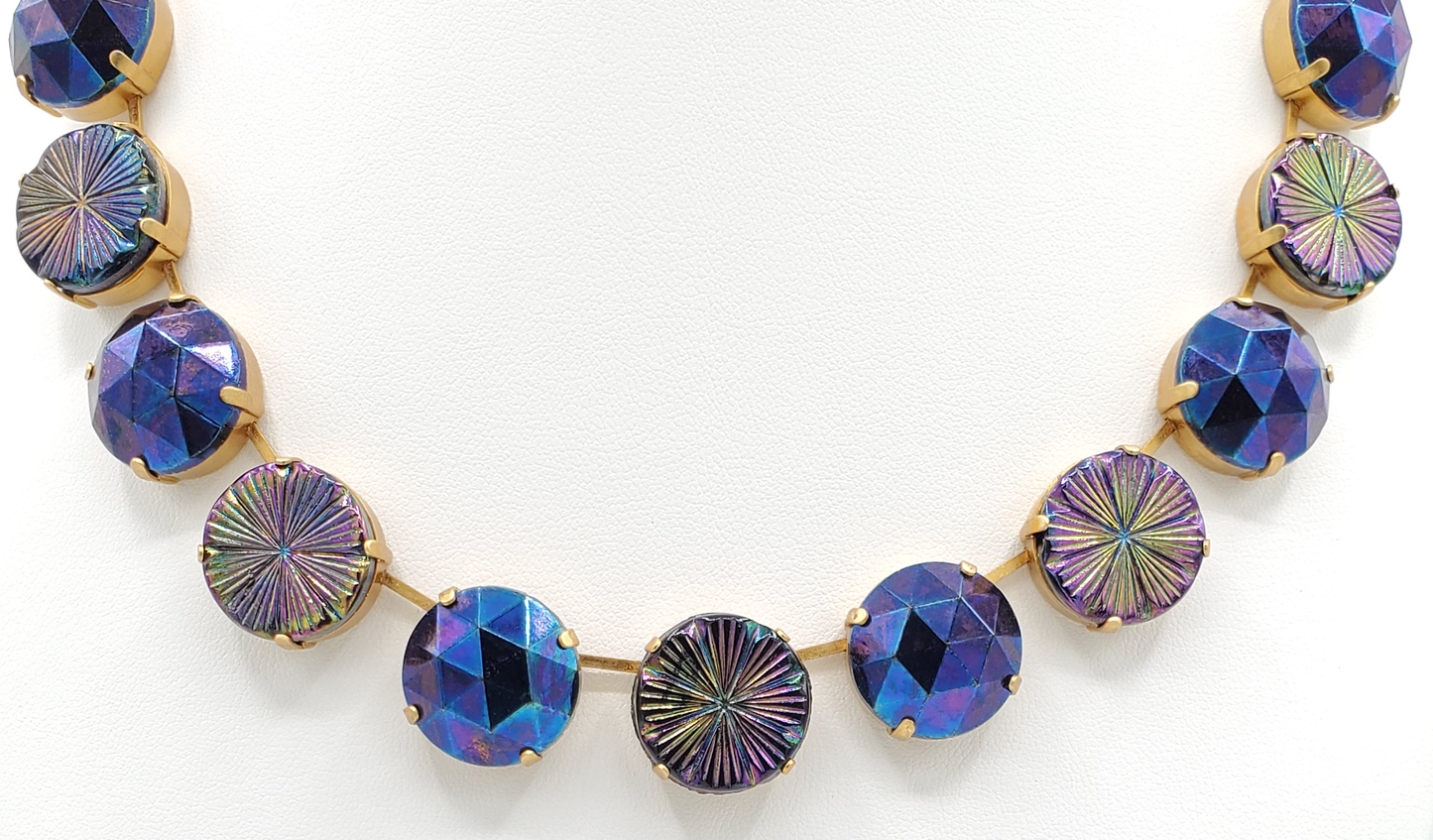 Aurora Purple & Pinwheel Iris Glass Necklace
