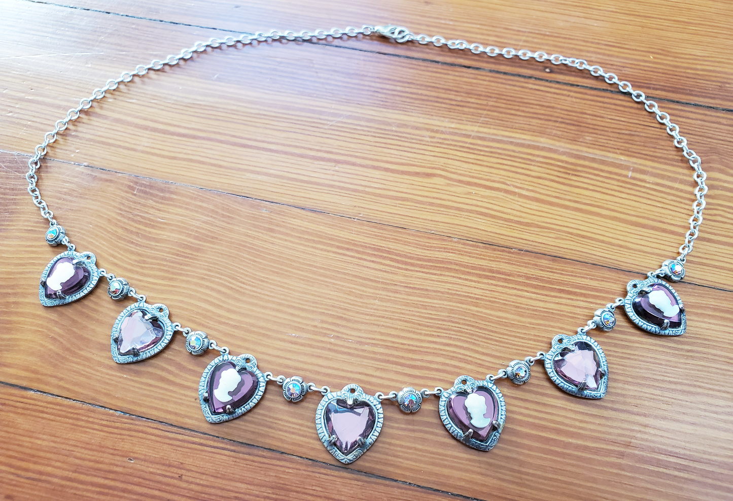 Amethyst Heart Cameo Necklace
