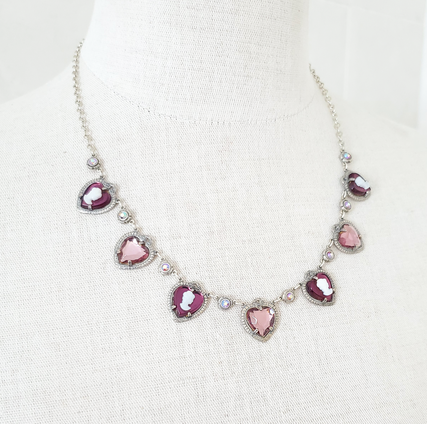 Amethyst Heart Cameo Necklace
