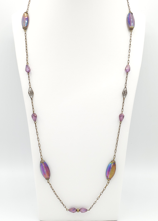 Deep Purple Aurora Station Necklace