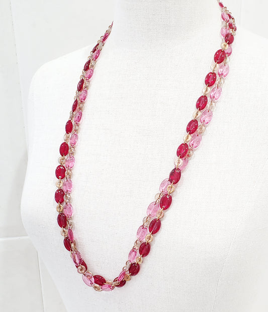 Coffee Beans and Donuts Layering Necklaces - Red and Rose