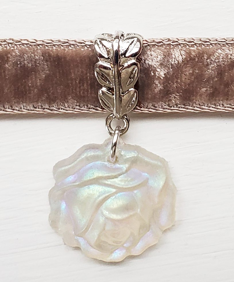 Iridescent Frosted Rose Choker