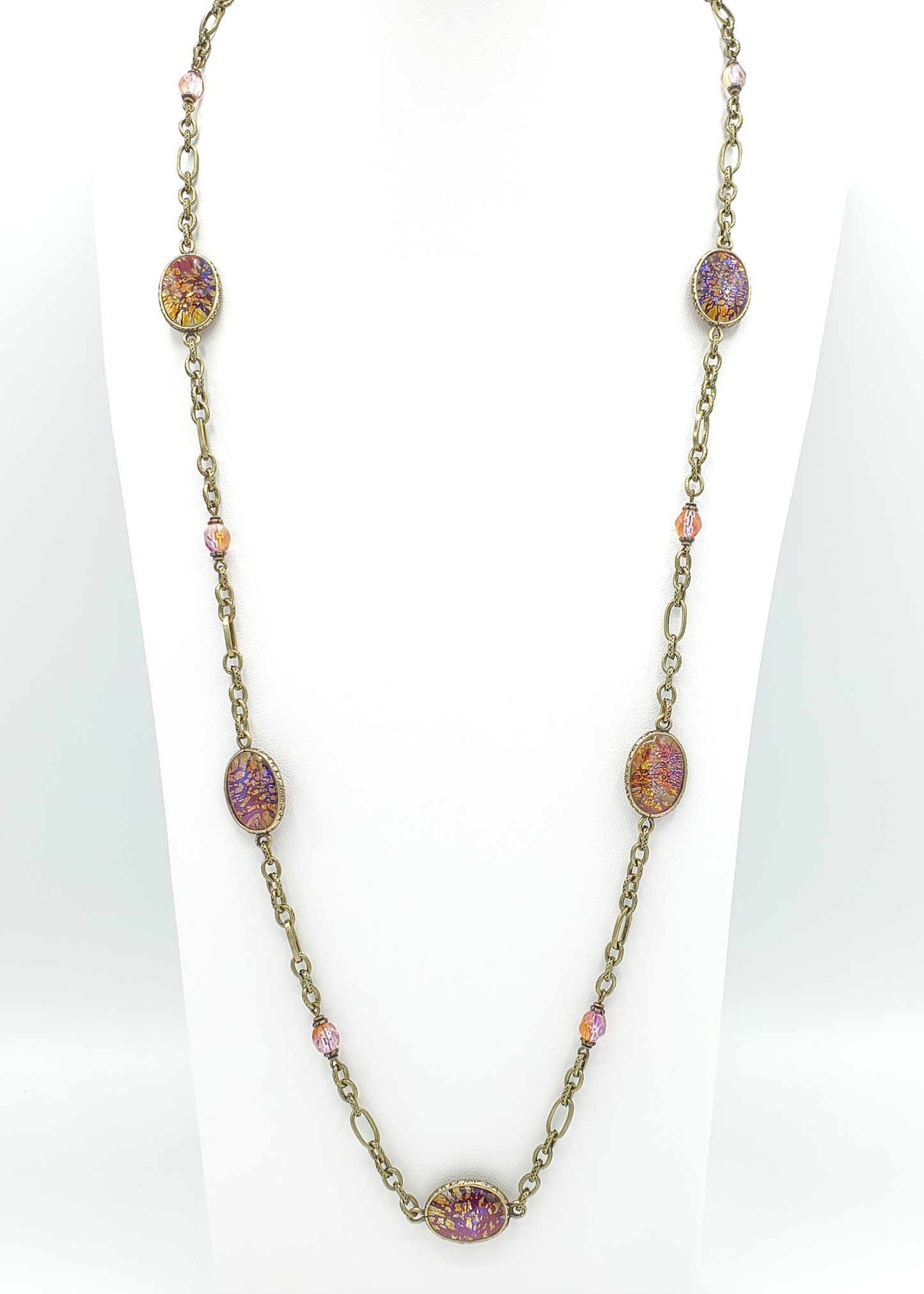 Ruby Fire Opal Station Necklace