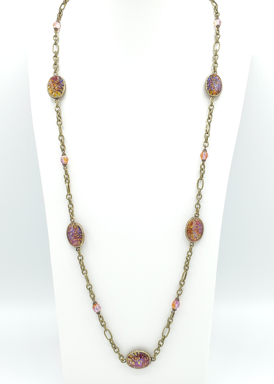 Ruby Fire Opal Station Necklace