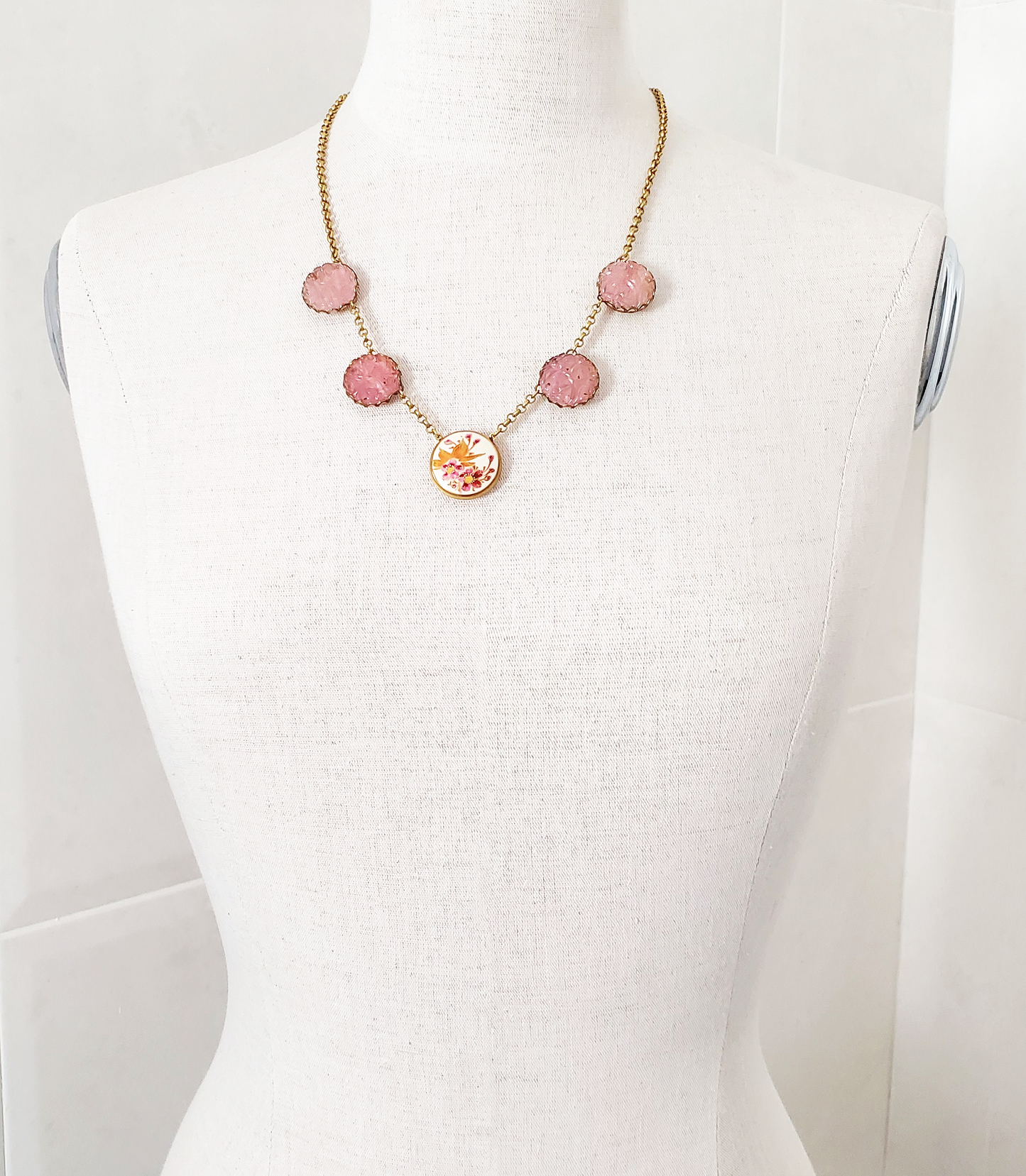 Satsuma & Pierced Pink Necklace