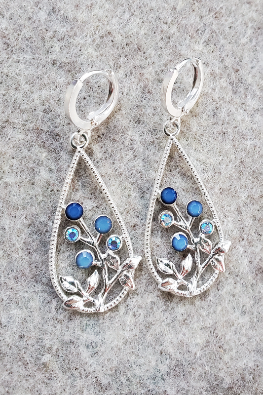 Silver Tear Drop Flower Frame Earrings