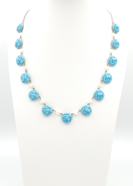 Turquoise Blue Flowers Necklace