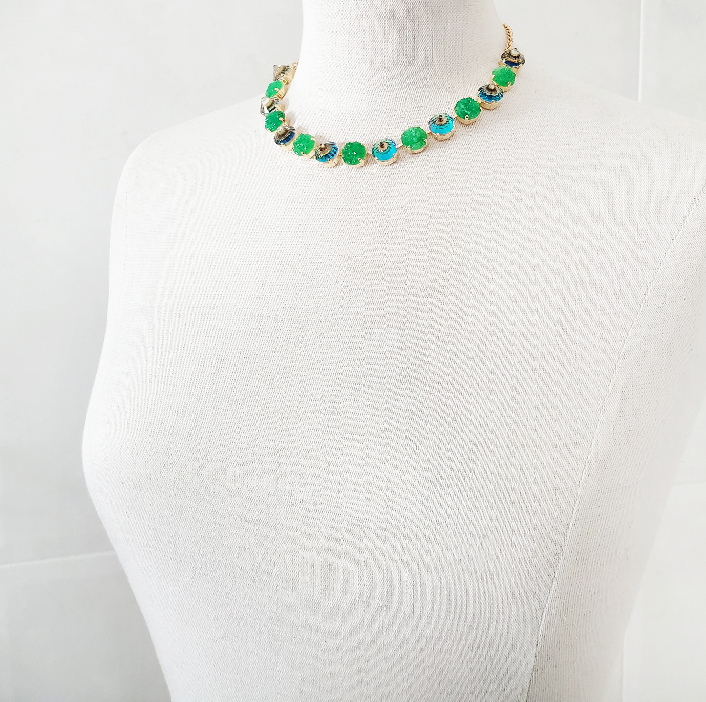 Sphinx and Floral Green Necklace