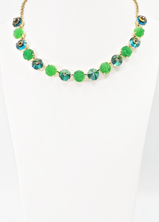 Sphinx and Floral Green Necklace
