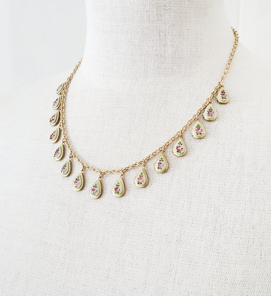 Guilloche Teardrop Locket Necklace