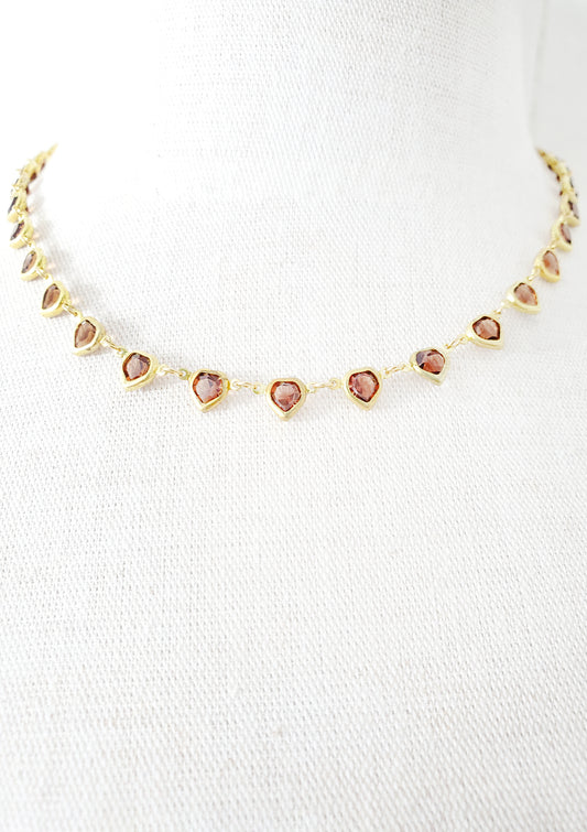 Topaz and Gold Hearts Necklace