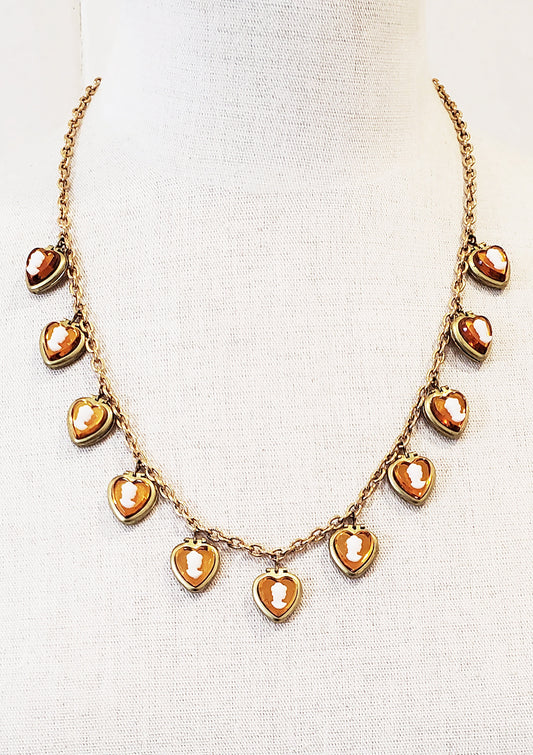 Topaz Heart Cameo Locket Necklace